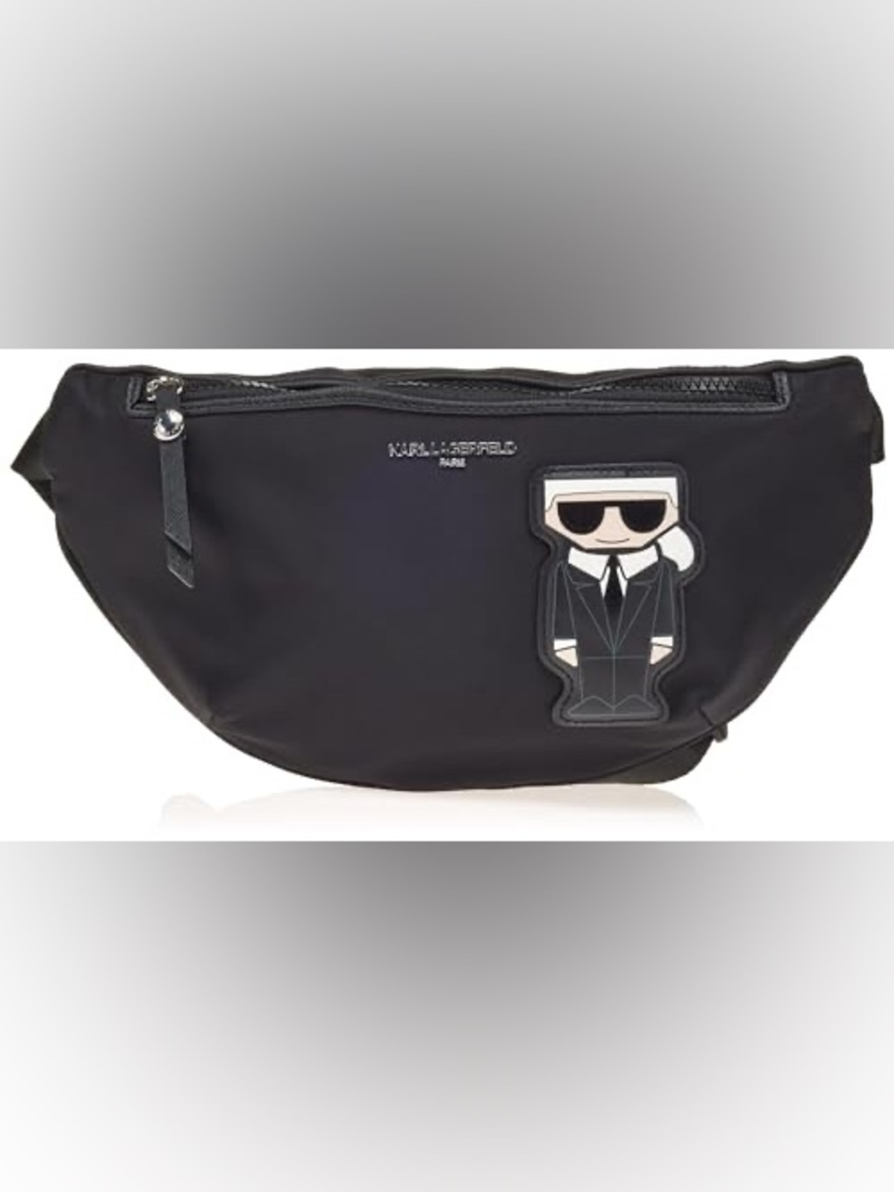 Karl Lagerfeld Black Logo Patch Belt Bag with Character Patch